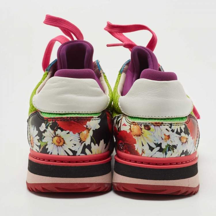 مملوكة مسبقًا Dolce & Gabbana Multicolor Leather and Suede Low Top Sneakers Size 38