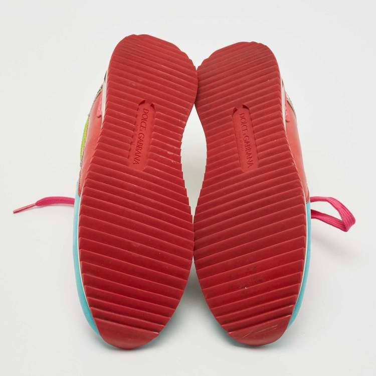 مملوكة مسبقًا Dolce & Gabbana Multicolor Leather and Suede Low Top Sneakers Size 38