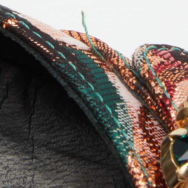 Pre Owned Dolce & Gabbana Multicolor Floral Fabric and Water Snake Leather Crystal Embellished Bellucci Pumps Size 38