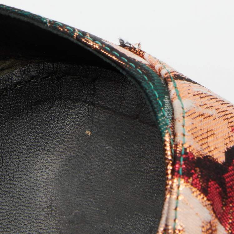 Pre Owned Dolce & Gabbana Multicolor Floral Fabric and Water Snake Leather Crystal Embellished Bellucci Pumps Size 38