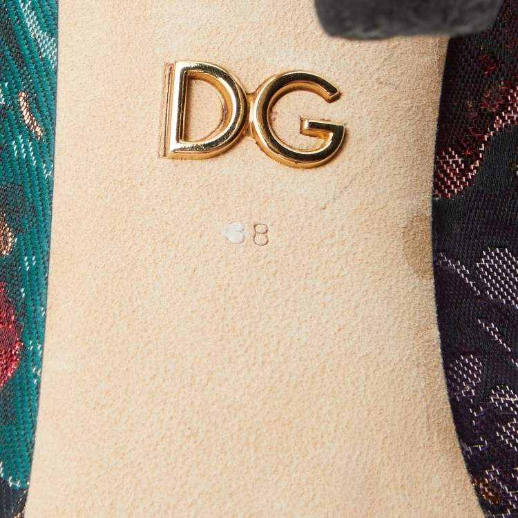 Pre Owned Dolce & Gabbana Multicolor Floral Fabric and Water Snake Leather Crystal Embellished Bellucci Pumps Size 38