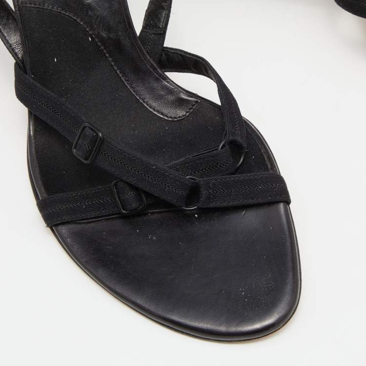 Pre Owned Dolce & Gabbana Black Fabric Slingback Sandals Size 37.5