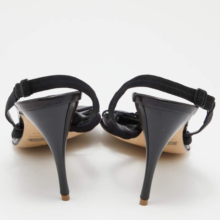 Pre Owned Dolce & Gabbana Black Fabric Slingback Sandals Size 37.5