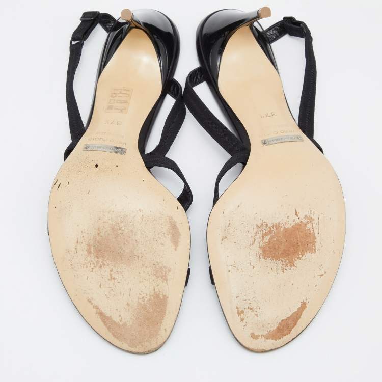 Pre Owned Dolce & Gabbana Black Fabric Slingback Sandals Size 37.5