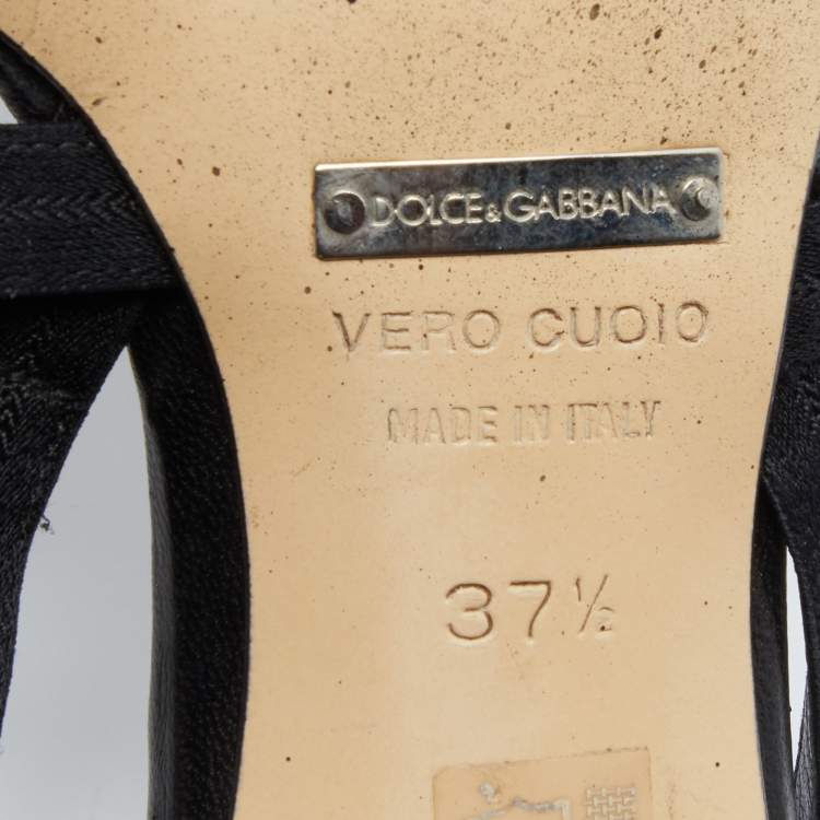 Pre Owned Dolce & Gabbana Black Fabric Slingback Sandals Size 37.5