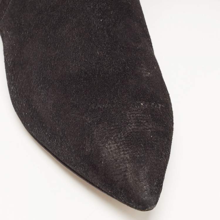 Pre Owned Dolce & Gabbana Black Suede Knee Length Boots Size 37.5