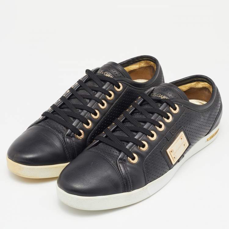 Pre Owned Dolce & Gabbana Black Leather Low Top Sneakers Size 40