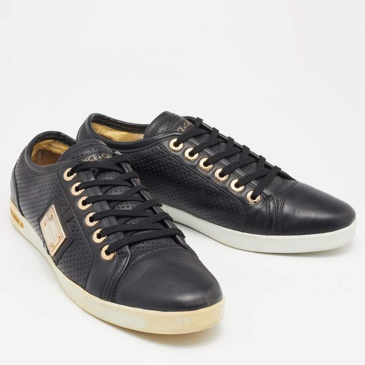 Pre Owned Dolce & Gabbana Black Leather Low Top Sneakers Size 40