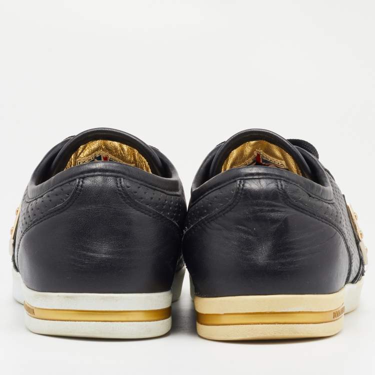 Pre Owned Dolce & Gabbana Black Leather Low Top Sneakers Size 40