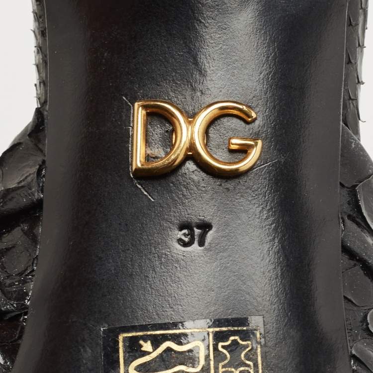 Pre Owned Dolce & Gabbana Black Knotted Python Slide Sandals Size 37