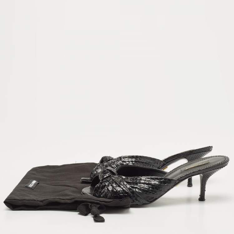 Pre Owned Dolce & Gabbana Black Knotted Python Slide Sandals Size 37