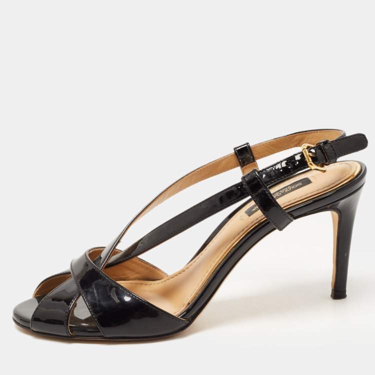 Pre Owned Dolce & Gabbana Black Patent Leather Slingback Sandals Size 37