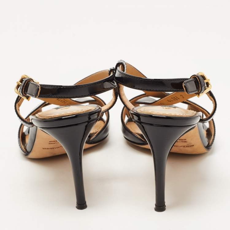 Pre Owned Dolce & Gabbana Black Patent Leather Slingback Sandals Size 37