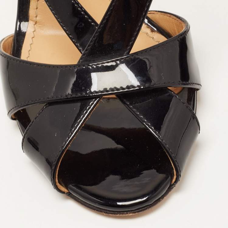 Pre Owned Dolce & Gabbana Black Patent Leather Slingback Sandals Size 37