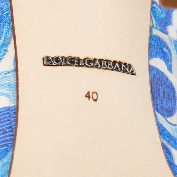 Pre Owned Dolce & Gabbana Blue Print Brocade Fabric  Bellucci Crystal Embellished Pumps Size 40
