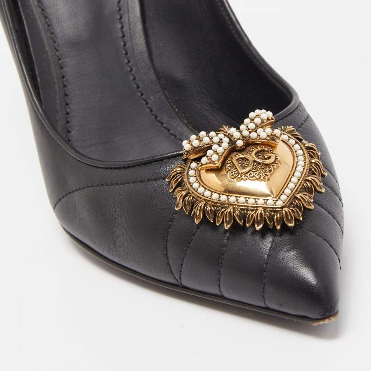 Pre Owned Dolce & Gabbana Black Leather Devotion Pumps Size 39