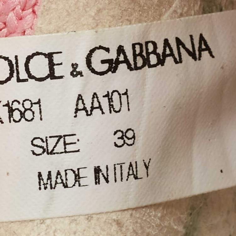 Pre Owned Dolce & Gabbana White/Pink Knit Fabric Sorrento Sneakers Size 39