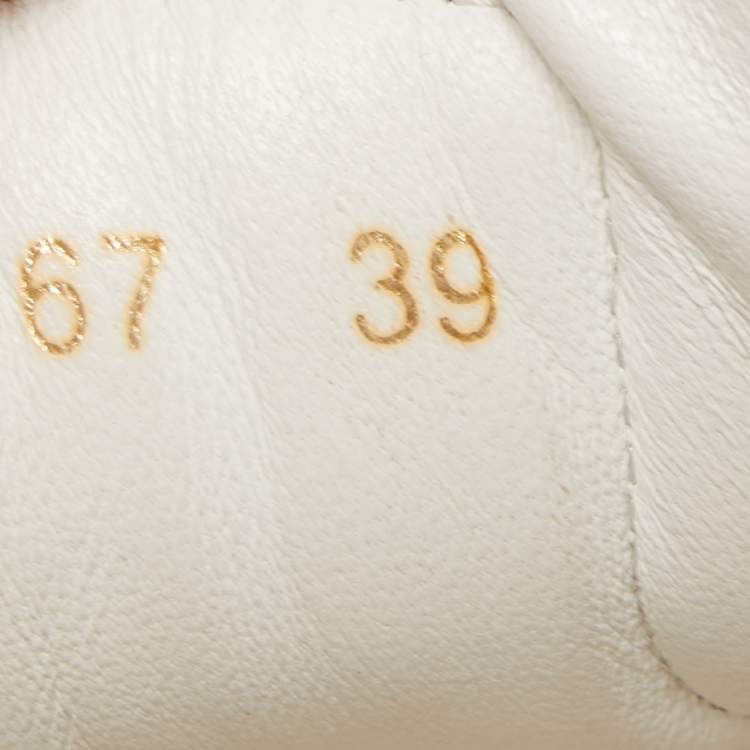 Pre Owned Dolce & Gabbana White Leather Embellished Heart Portofino Sneakers Size 39
