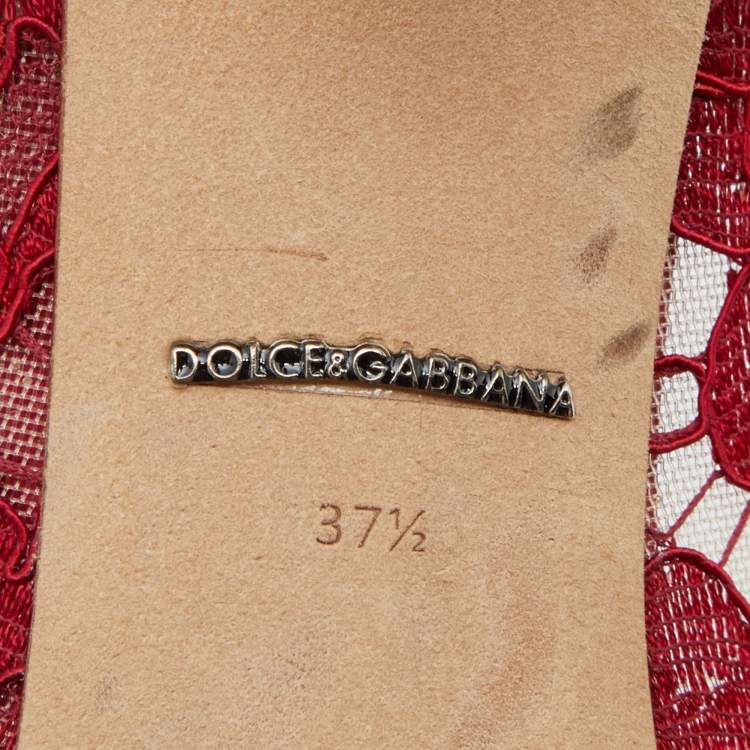 Pre Owned Dolce & Gabbana Red Lace Bellucci Pumps Size 37.5