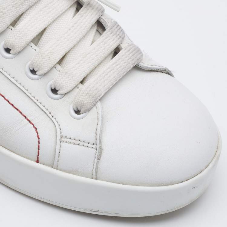 Pre Owned Dolce & Gabbana White Leather Portofino Low Top Sneakers Size 36