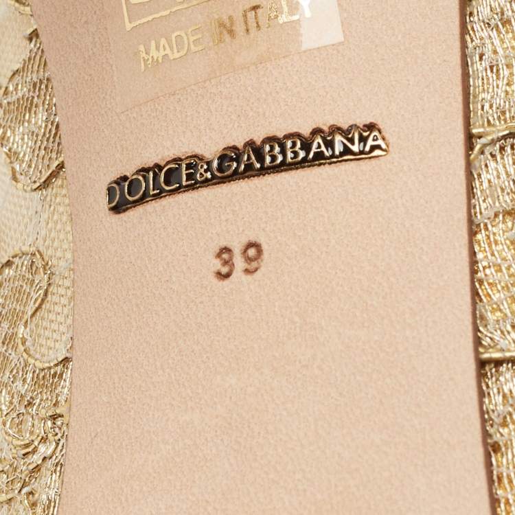 Pre Owned Dolce & Gabbana Gold Lace Bellucci Crystal Embellished Pumps Size 39