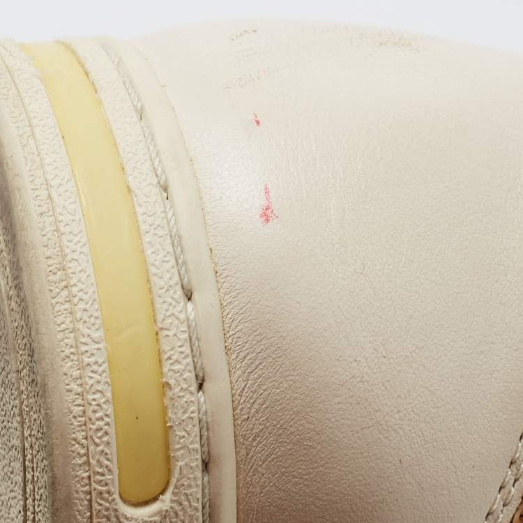 Pre Owned Dolce & Gabbana Cream Leather and Sequin Embellished Low Top Sneakers Size 36