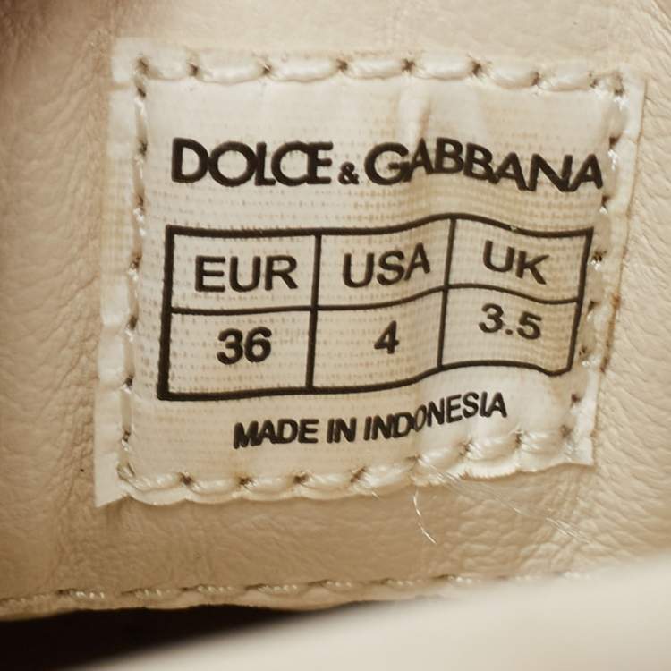Pre Owned Dolce & Gabbana Cream Leather and Sequin Embellished Low Top Sneakers Size 36