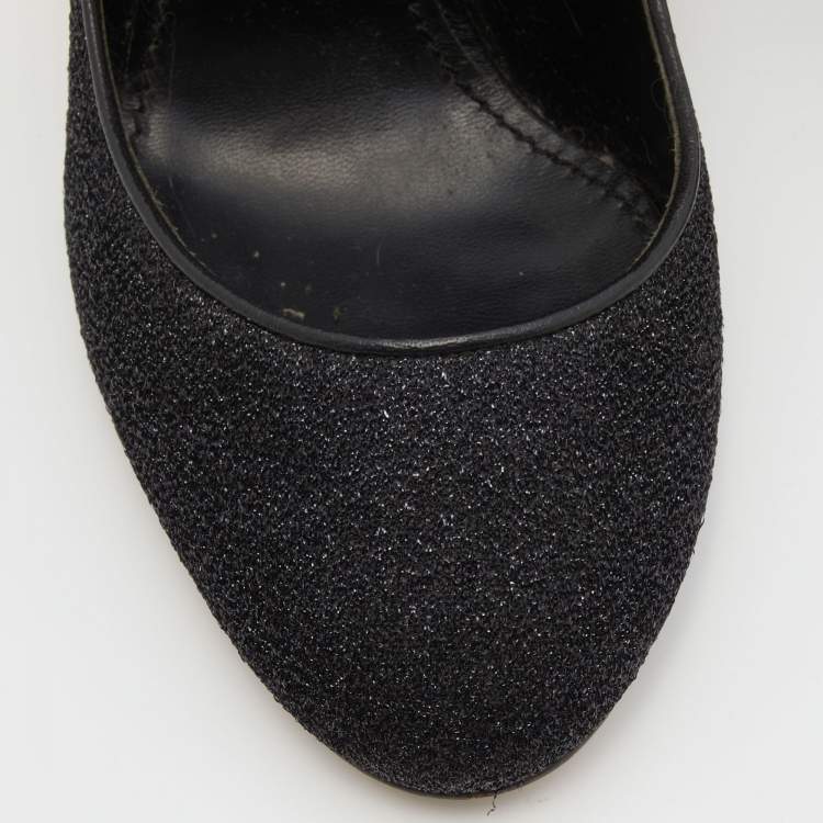 مملوكة مسبقًا Dolce & Gabbana Black Lurex Fabric DG Baroque Heel Pumps Size 38.5