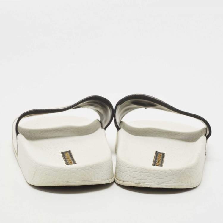 Pre Owned Dolce & Gabbana White Rubber Flat Slides Size 38