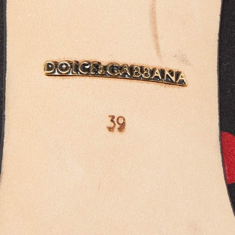 Pre Owned Dolce & Gabbana Black/Red Polka Dot Fabric Bow Pumps Size 39