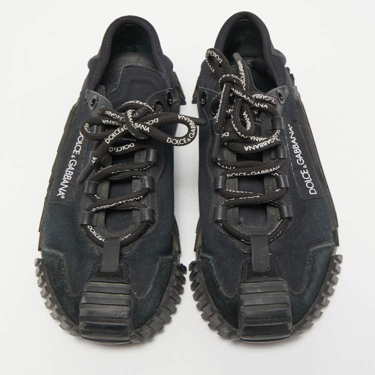 Pre Owned Dolce & Gabbana Black Canvas and Suede NS1 Sneakers Size 38.5
