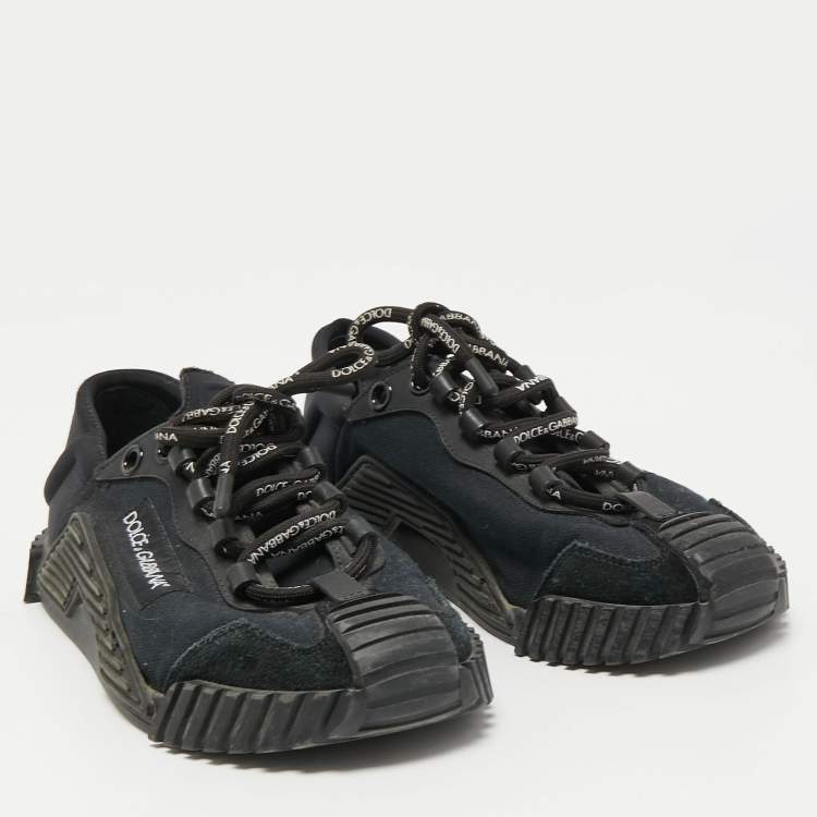 Pre Owned Dolce & Gabbana Black Canvas and Suede NS1 Sneakers Size 38.5