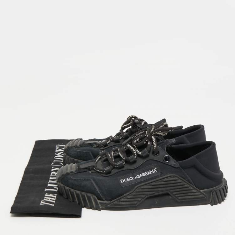Pre Owned Dolce & Gabbana Black Canvas and Suede NS1 Sneakers Size 38.5