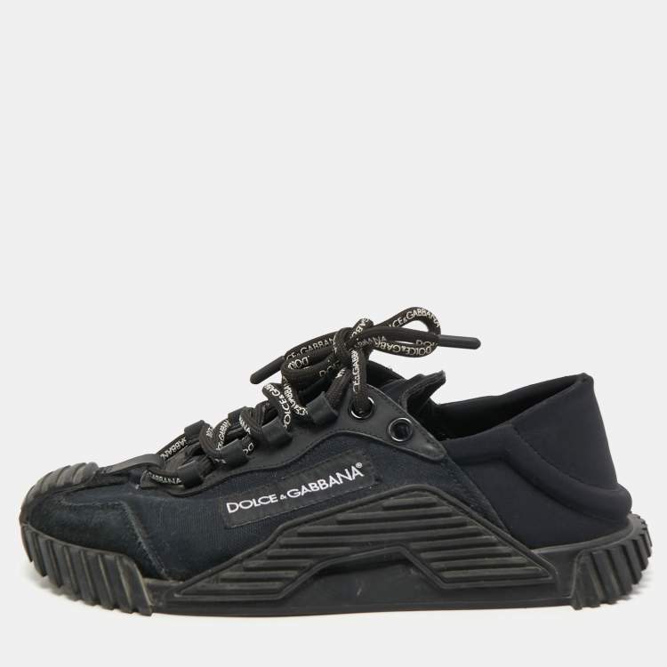 Pre Owned Dolce & Gabbana Black Canvas and Suede NS1 Sneakers Size 38.5