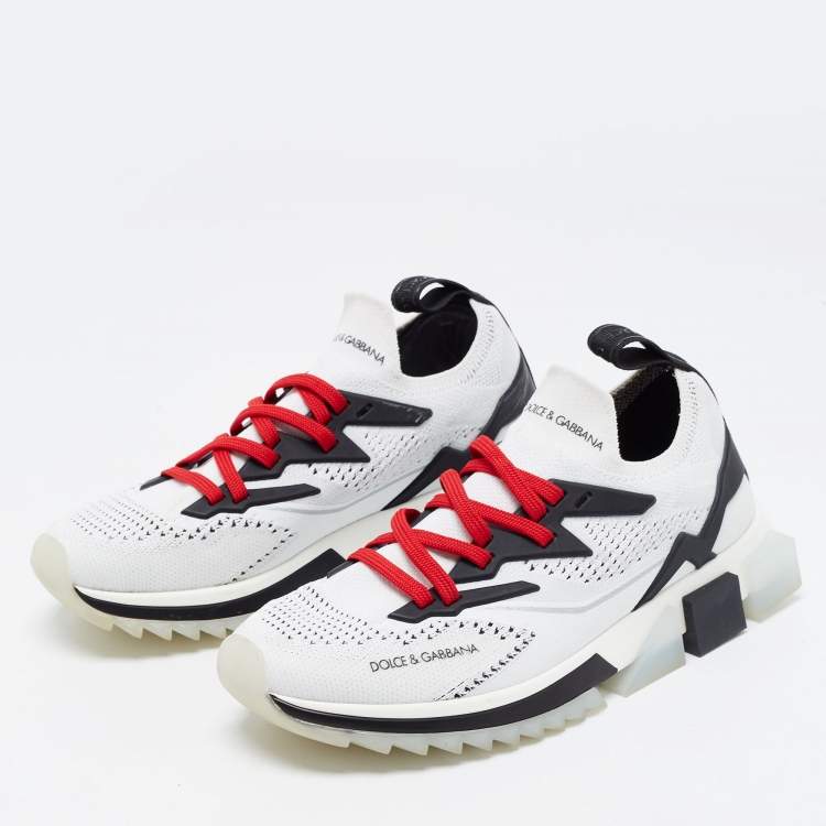 Pre Owned Dolce & Gabbana White/Black Mesh and Rubber Sorrento Sneakers Size 38