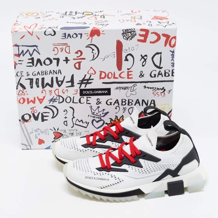Pre Owned Dolce & Gabbana White/Black Mesh and Rubber Sorrento Sneakers Size 38