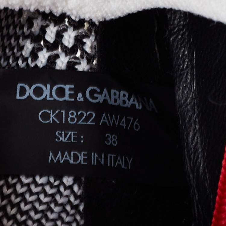 Pre Owned Dolce & Gabbana White/Black Mesh and Rubber Sorrento Sneakers Size 38