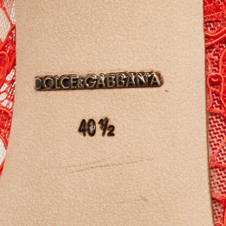 Pre Owned Dolce & Gabbana Red Lace Devotion Pumps Size 40.5