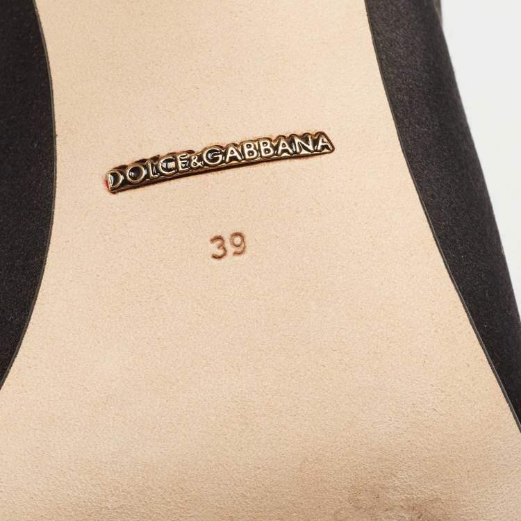 Pre Owned Dolce & Gabbana Black Satin Embellished Slingback Pumps Size 39