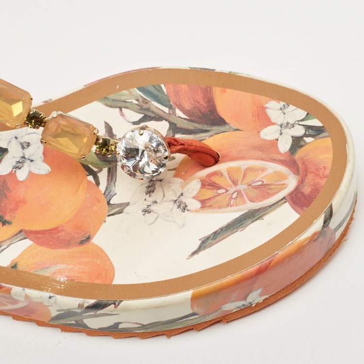 Pre Owned Dolce & Gabbana Orange Rubber Embellished Sandals Size 41