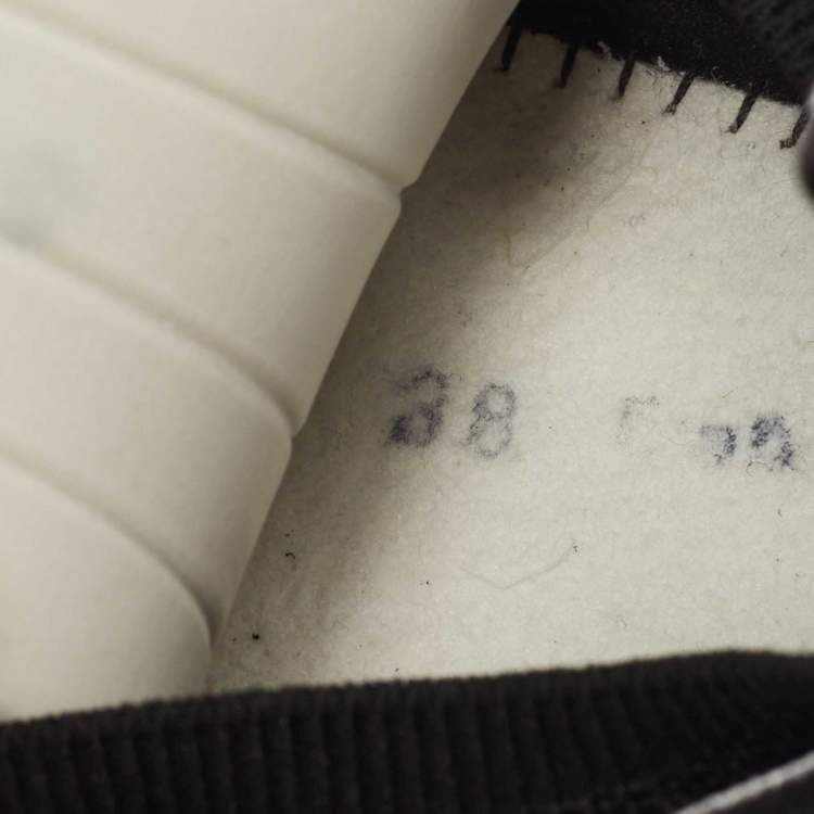 Pre Owned Dolce & Gabbana Black/White Logo Print Knit Fabric Sorrento Sneakers Size 38
