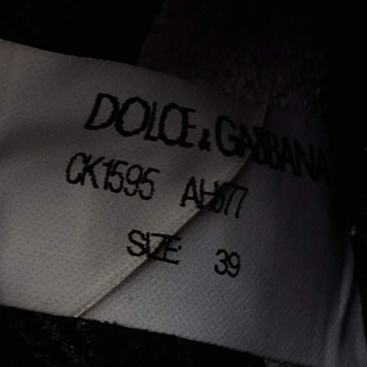 Pre Owned Dolce & Gabbana Black Knit Fabric Sorrento Slip On Sneakers Size 39