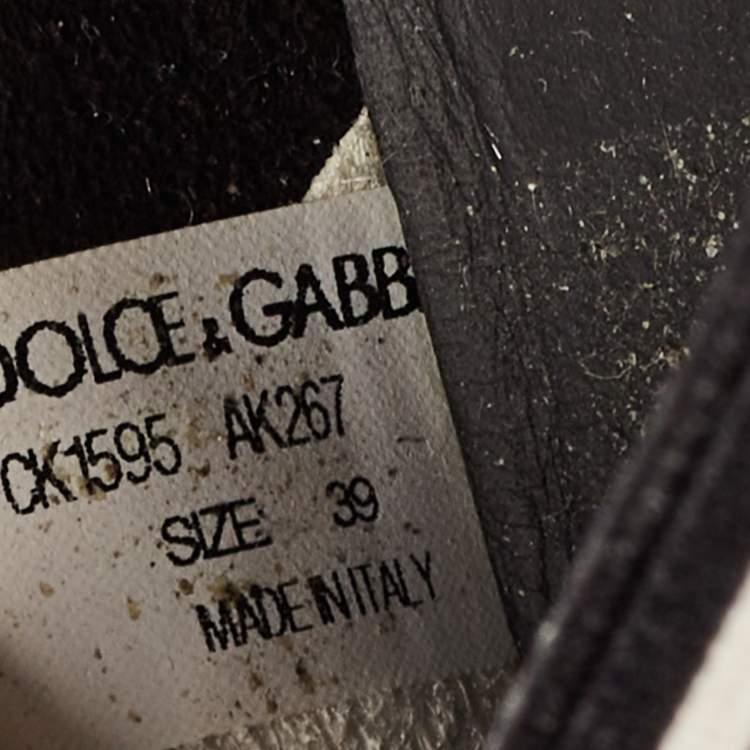 Pre Owned Dolce & Gabbana Black Knit Fabric Sorrento Slip On Sneakers Size 39