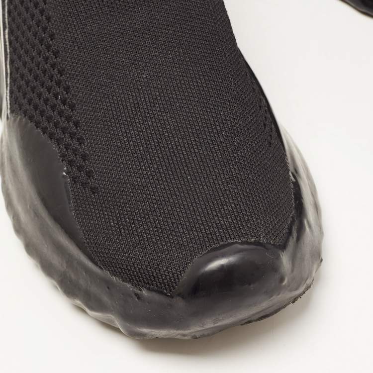 Pre Owned Dolce & Gabbana Black Knit Fabric Sorrento Slip On Sneakers Size 39