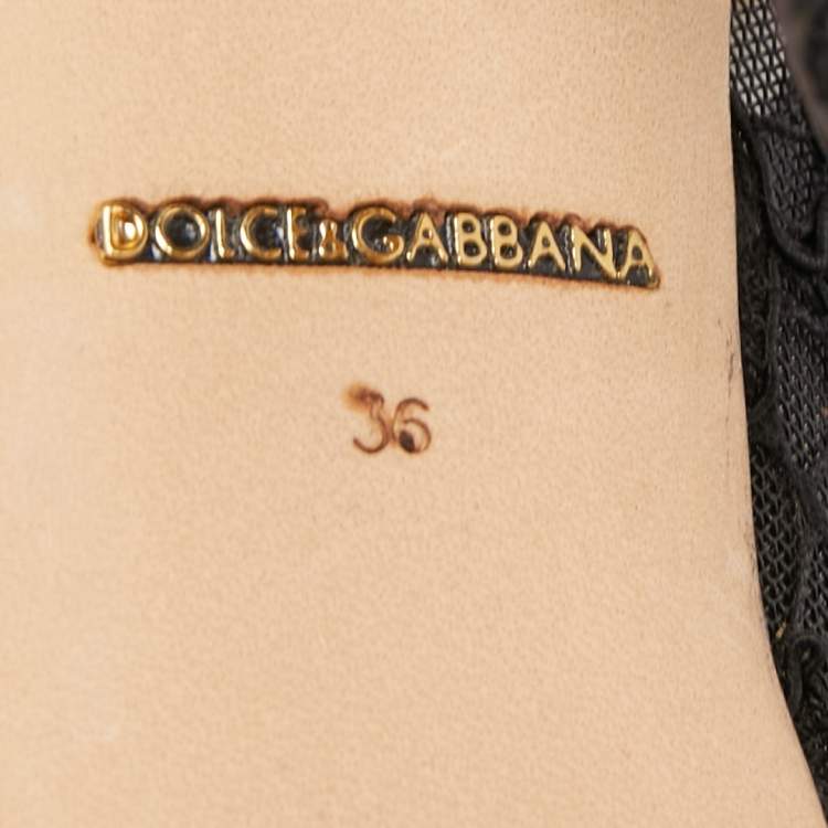 Pre Owned Dolce & Gabbana Black Satin and Lace Peep Toe Platform Pumps Size 36