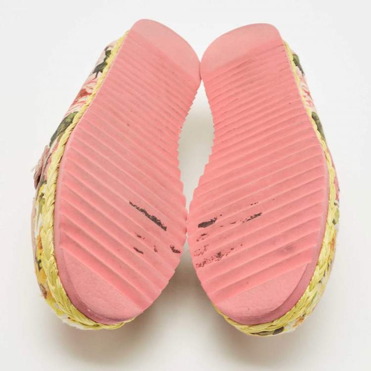 Pre Owned Dolce & Gabbana Multicolor Canvas and Leather Espadrille Loafers Size 39 