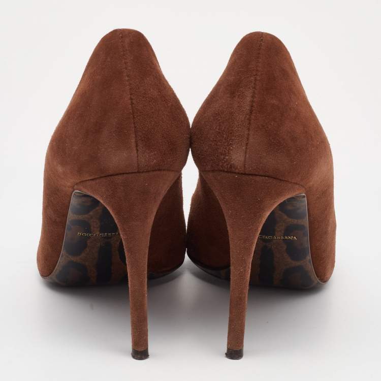 Pre Owned Dolce & Gabbana Brown Nubuck Leather Pointed Toe Pumps Size 38