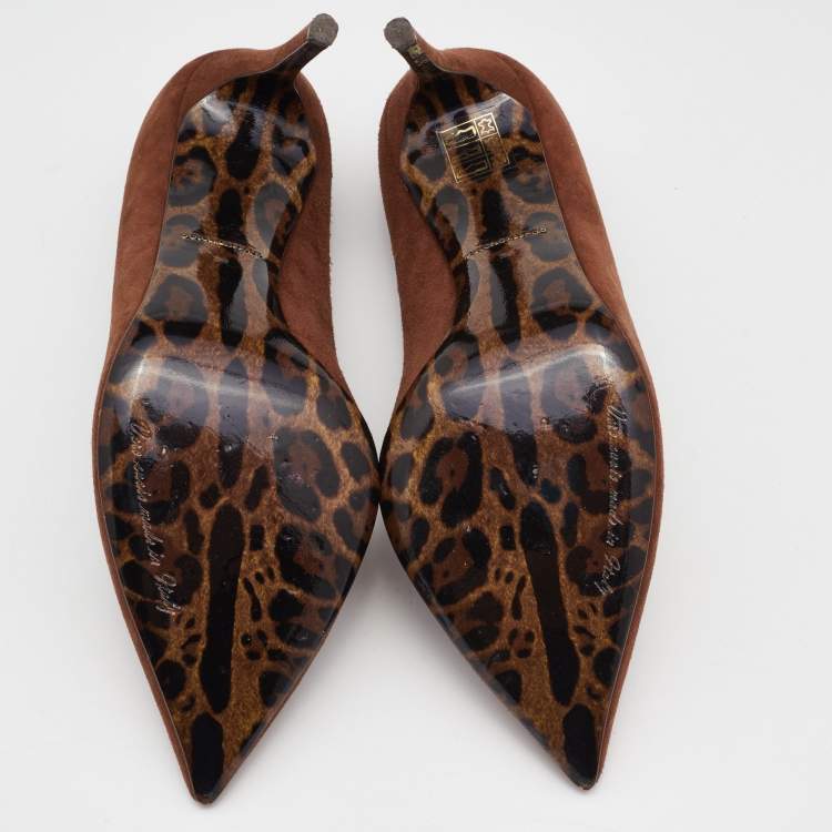 Pre Owned Dolce & Gabbana Brown Nubuck Leather Pointed Toe Pumps Size 38
