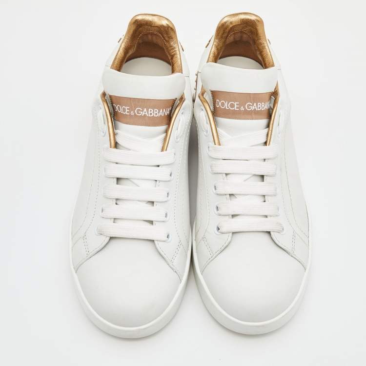 Pre Owned Dolce & Gabbana White  Portofino Low Top Sneakers Size 36
