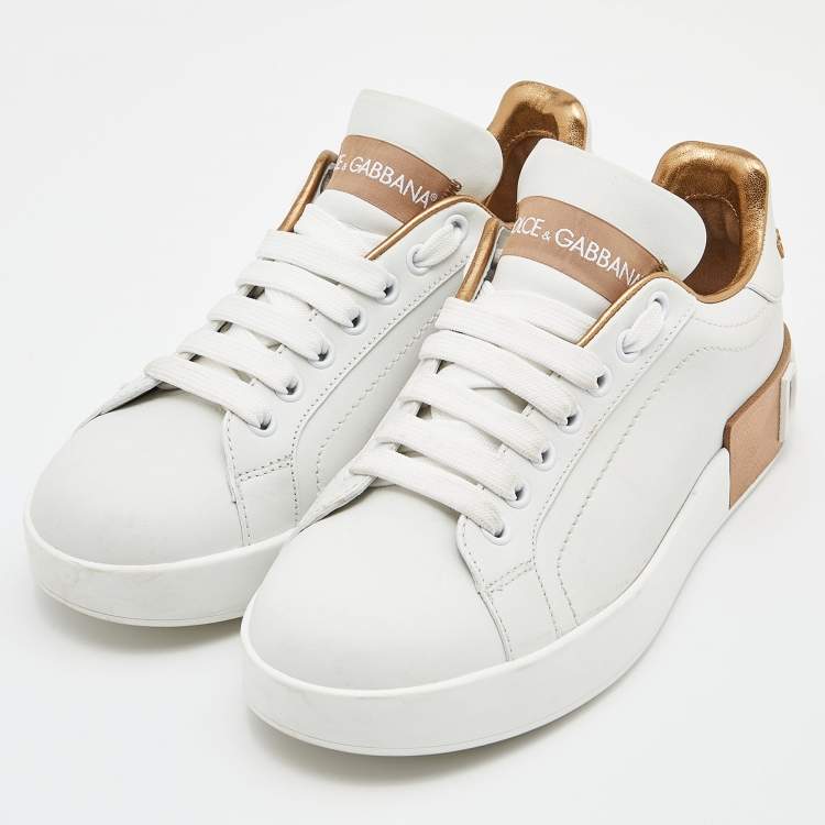 Pre Owned Dolce & Gabbana White  Portofino Low Top Sneakers Size 36